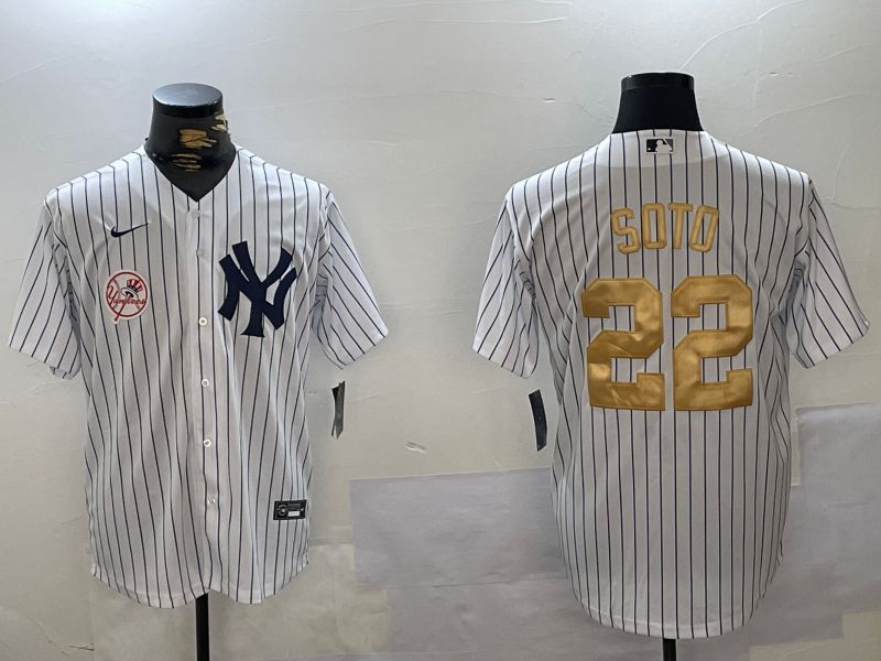 Men New York Yankees #22 Soto White Stripe Fashion Nike 2024 MLB Jersey style 7->new york yankees->MLB Jersey